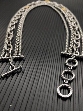 David Yurman Sterling Silver & Gold Multi-Strand Chain Necklace